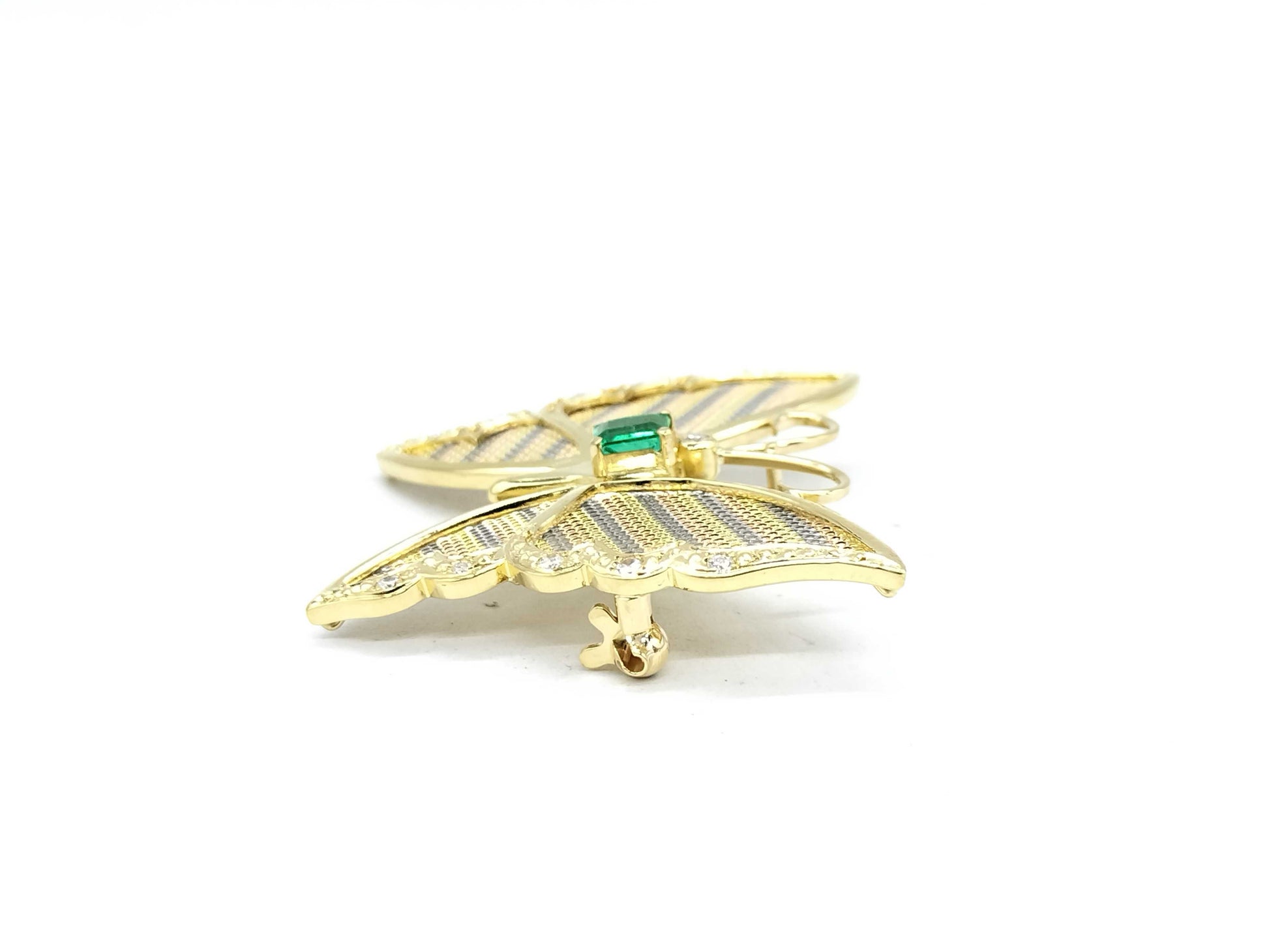 Butterfly motif E0.47ct D0.17ct K18 9.2g brooch 