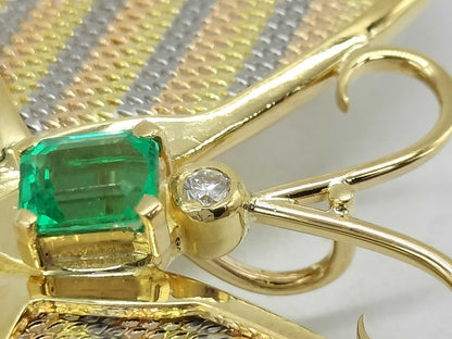 Butterfly motif E0.47ct D0.17ct K18 9.2g brooch 