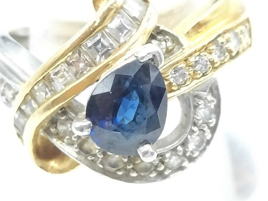 S1.22ct D0.70ct Pt900/K18 7.6g Ring 