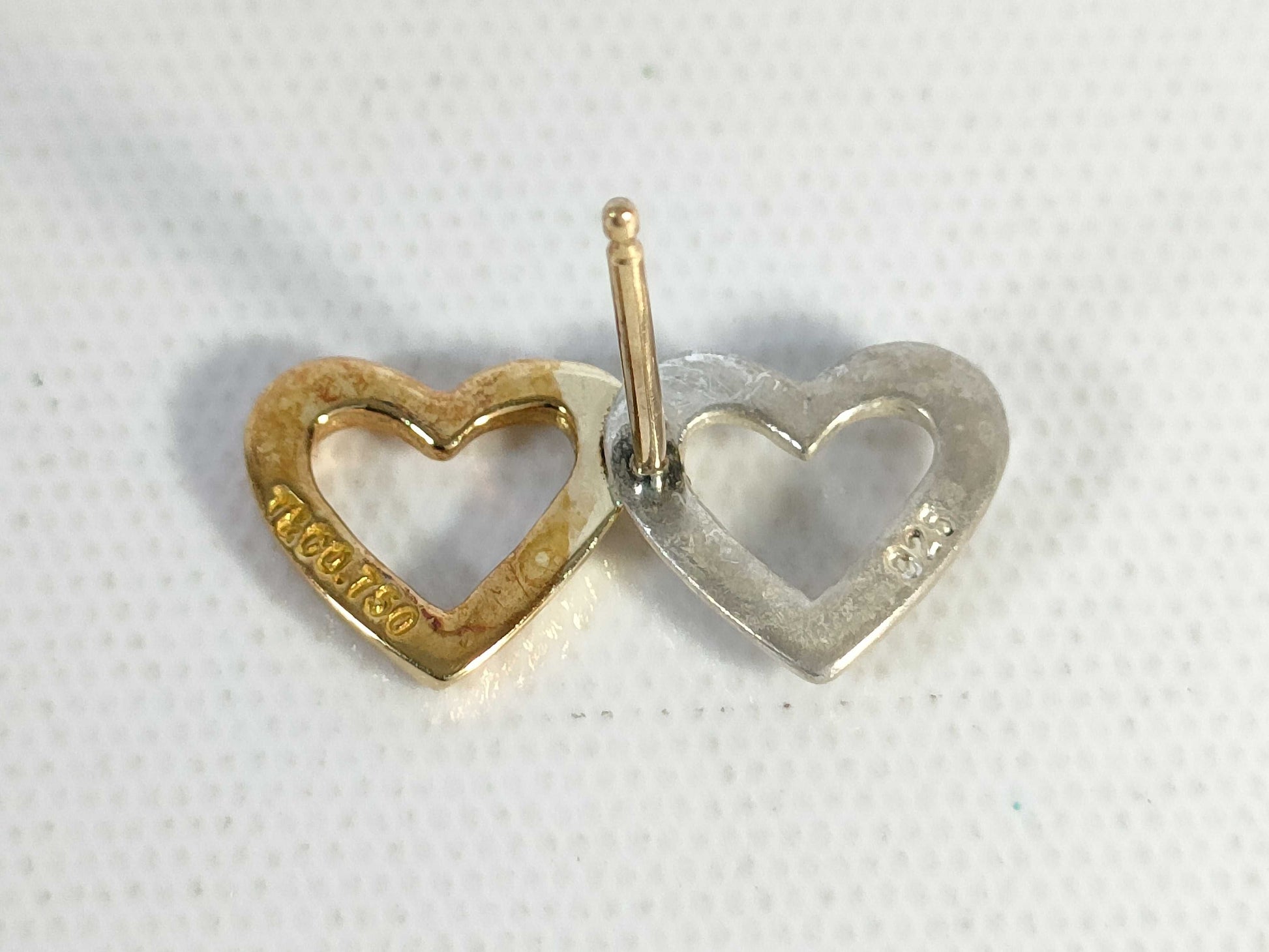 Tiffany & Co. 750 x SV925 Combination Double Heart Earrings