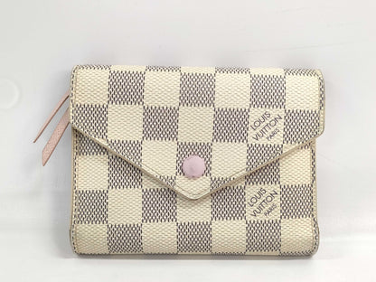 LOUIS VUITTON Damier Azul Portefeuille Victorine Name Engraved Wallet