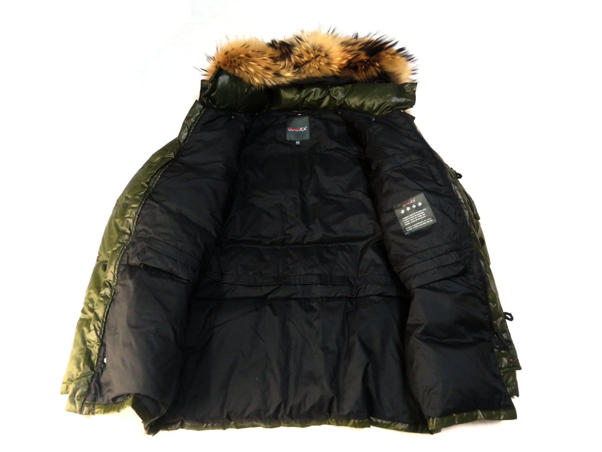 DUVETICA Down Coat Green Fur Jacket