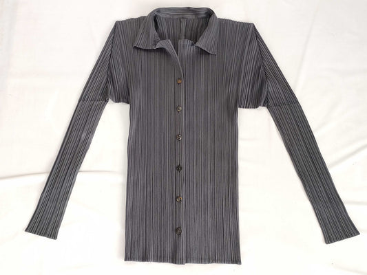 PLEATS PLEASE Pleated Gray Tops Tops