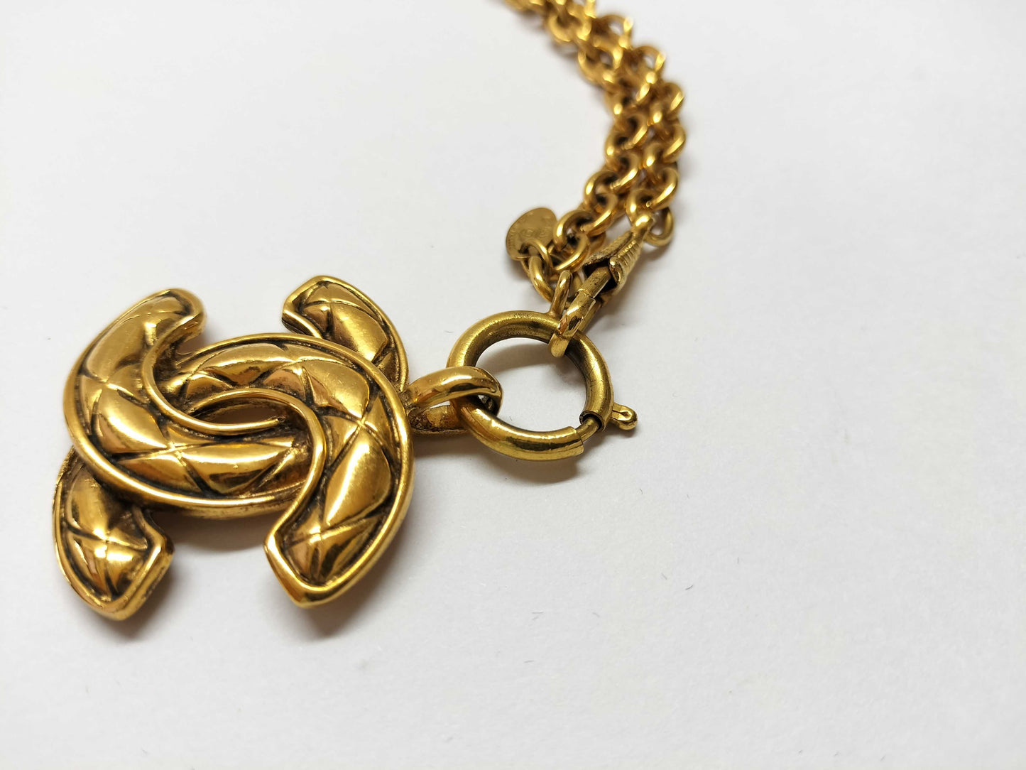 CHANEL Gold Color Coco Mark Matelasse Necklace