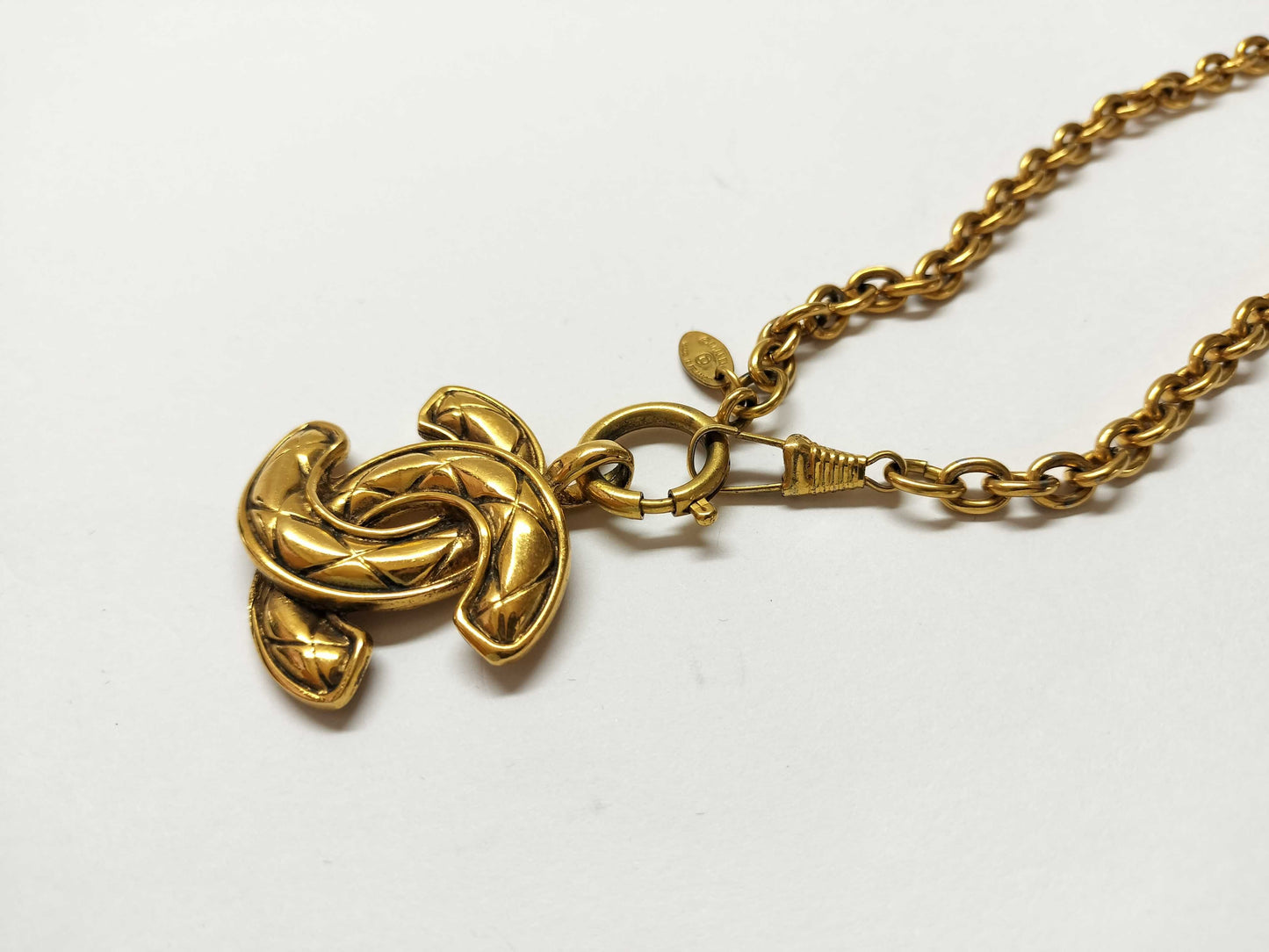CHANEL Gold Color Coco Mark Matelasse Necklace