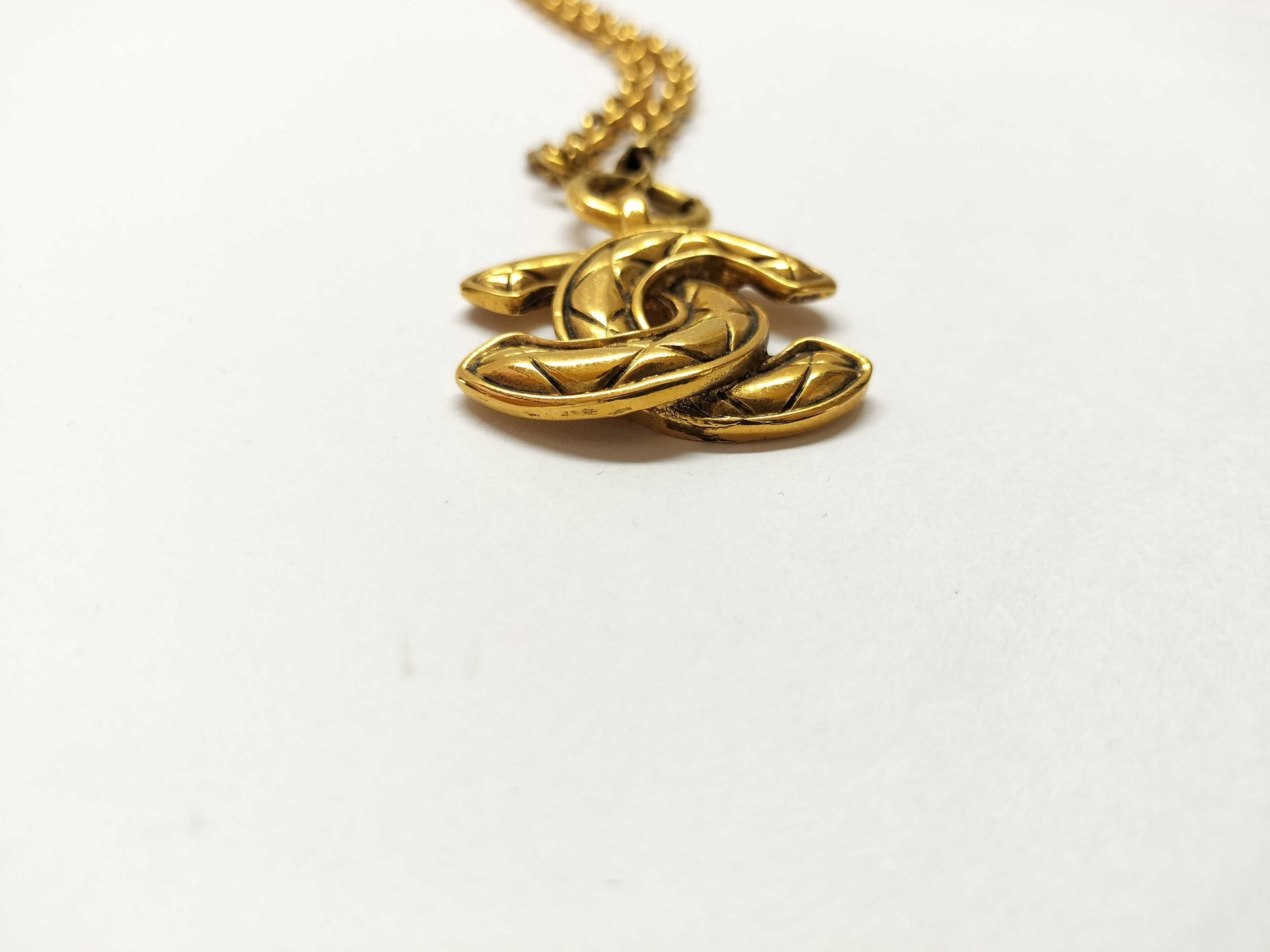 CHANEL Gold Color Coco Mark Matelasse Necklace