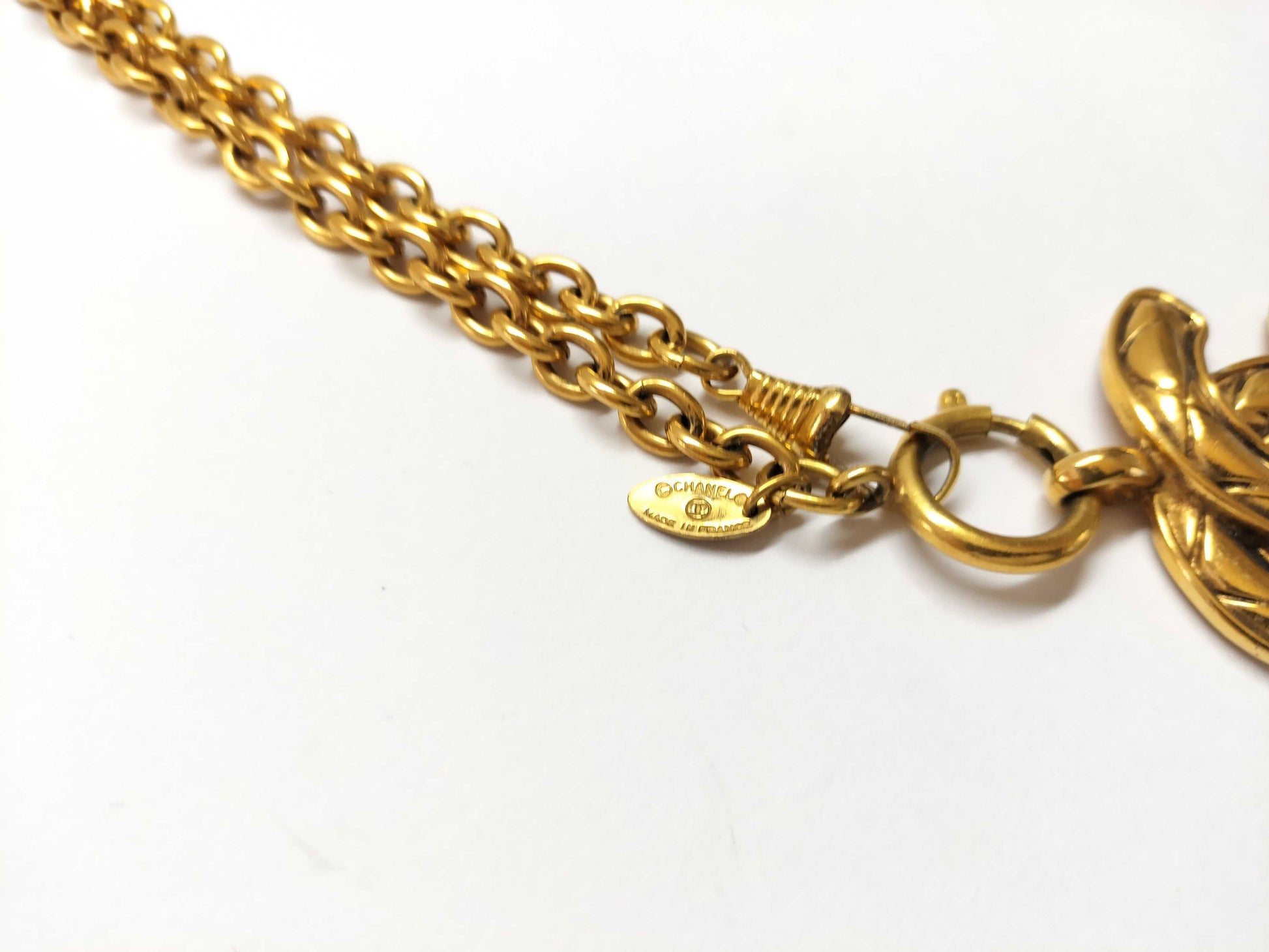 CHANEL Gold Color Coco Mark Matelasse Necklace