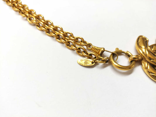 CHANEL Gold Color Coco Mark Matelasse Necklace
