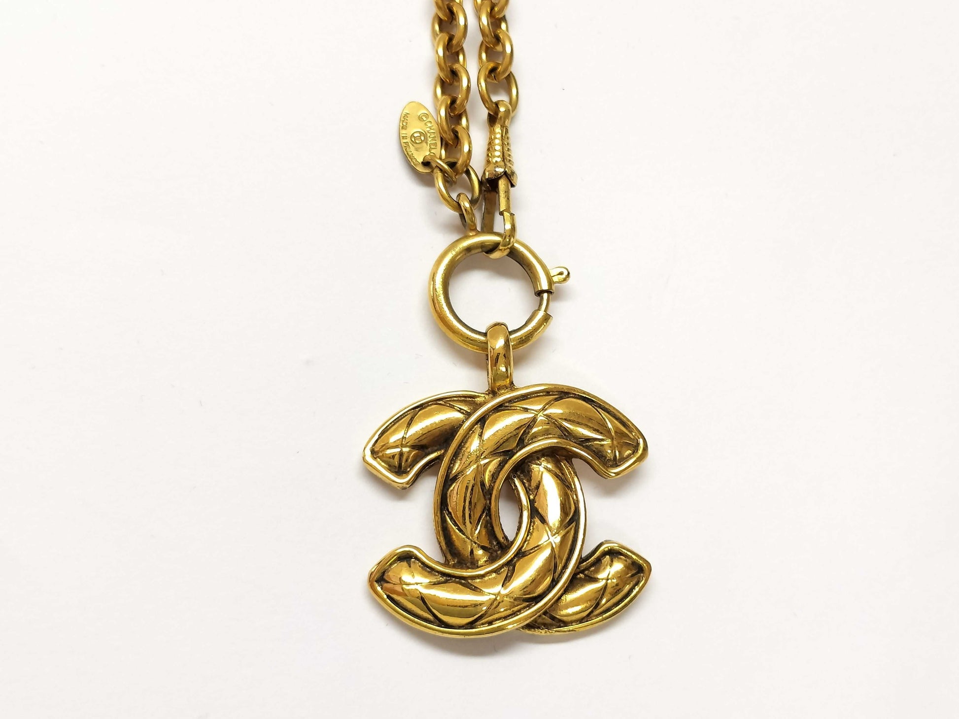 CHANEL Gold Color Coco Mark Matelasse Necklace