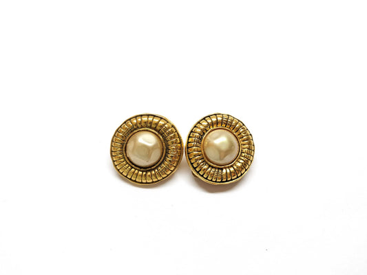 CHANEL Gold-Colored Faux Pearl Earring Set