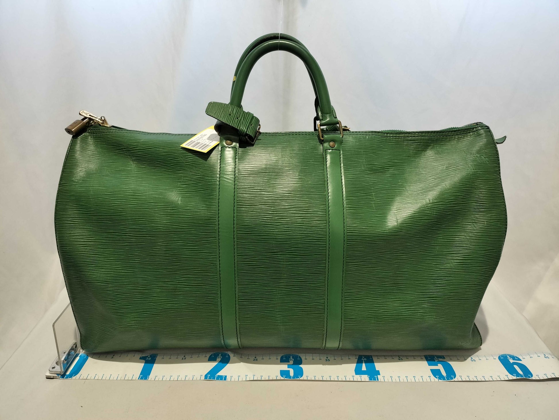 LOUIS VUITTON Epi Keypol 50 Green VI 8912 with Cadena Corner Polishing Boston Bag