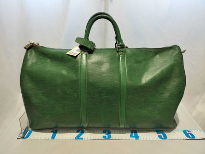 LOUIS VUITTON Epi Keypol 50 Green VI 8912 with Cadena Corner Polishing Boston Bag
