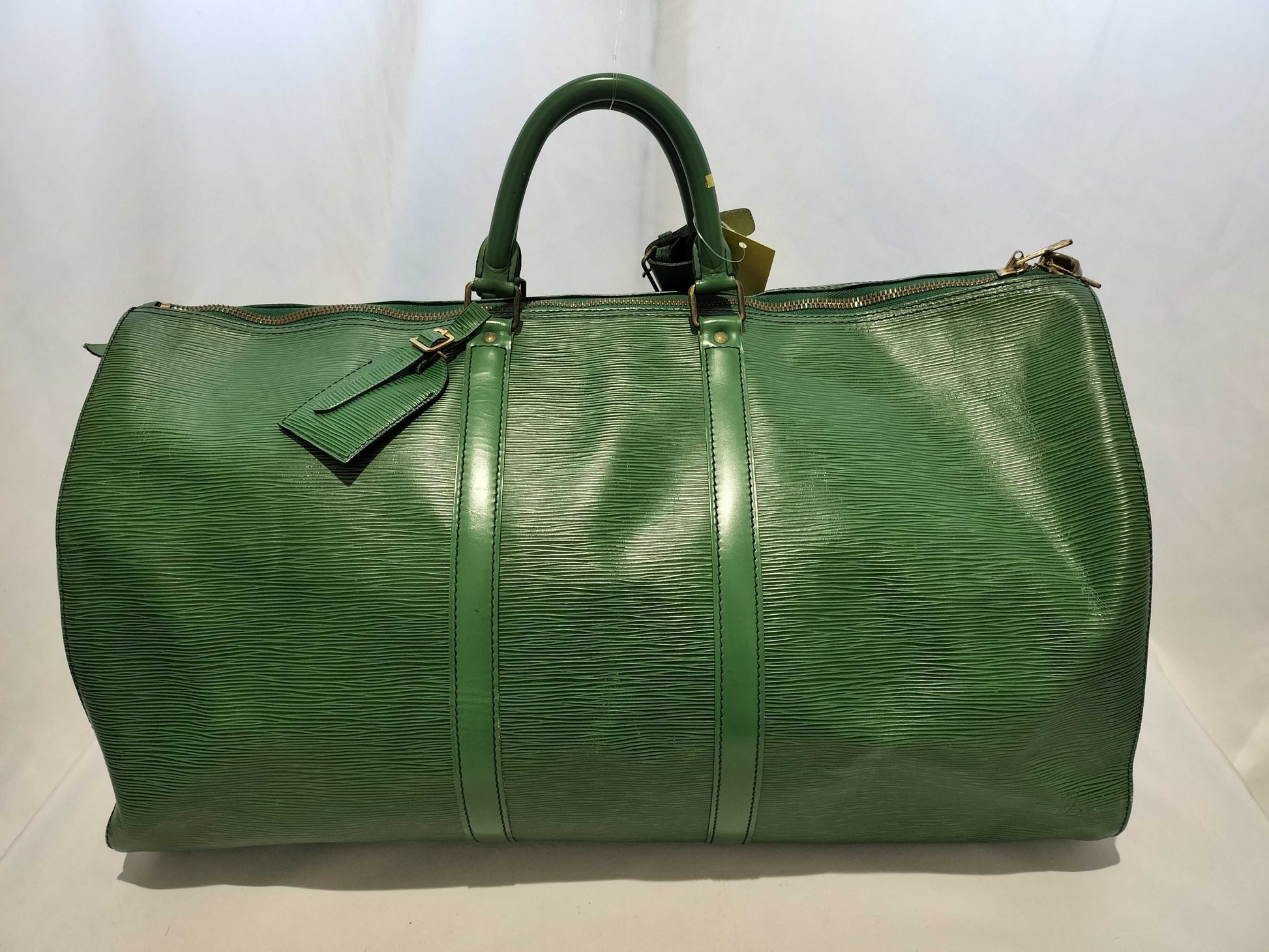 LOUIS VUITTON Epi Keypol 50 Green VI 8912 with Cadena Corner Polishing Boston Bag