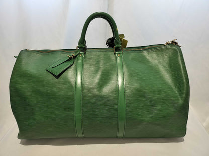 LOUIS VUITTON Epi Keypol 50 Green VI 8912 with Cadena Corner Polishing Boston Bag