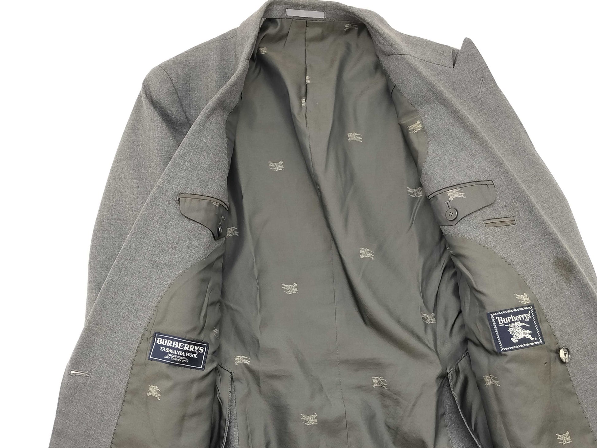 BURBERRY Burberry/Gold Logo Suit Jacket Gray Jacket