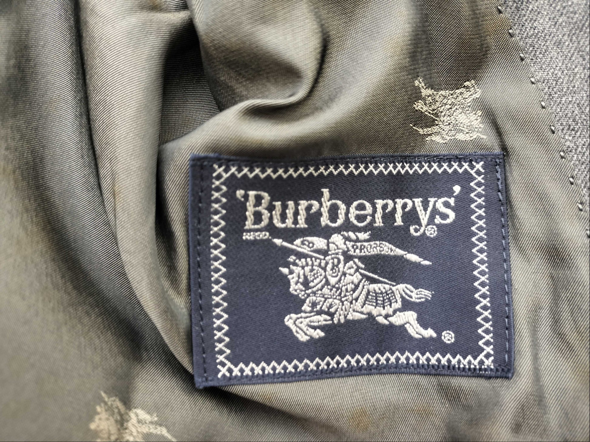 BURBERRY Burberry/Gold Logo Suit Jacket Gray Jacket