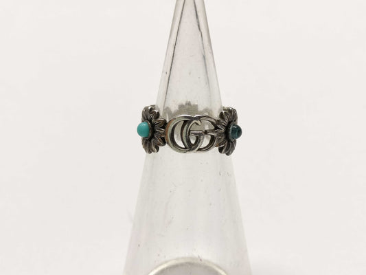 GUCCI Double G Flower Sterling Silver Ring