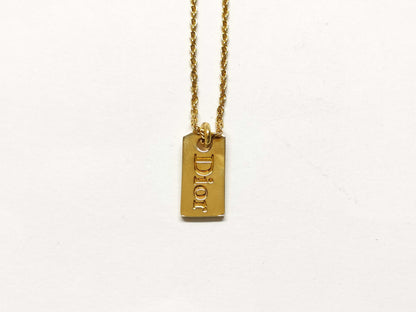 Dior Gold Plated Logo Chain Necklace