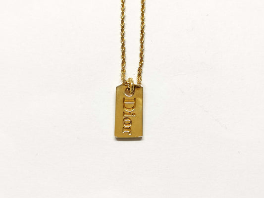 Dior Gold Plated Logo Chain Necklace