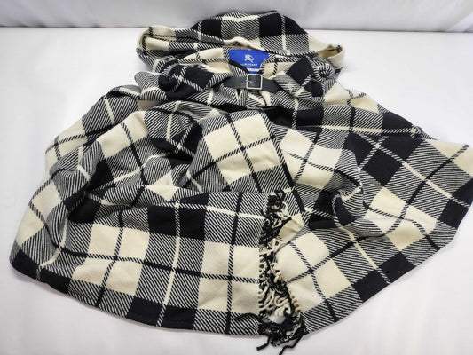 BURBERRY Blue Label Hooded Check Pattern Scarf Poncho Beige Other Apparel