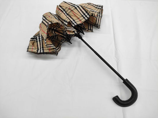 BURBERRY Ricardo Tisci Period Nova Check Handle Leather Folding Umbrella Umbrella Umbrella 