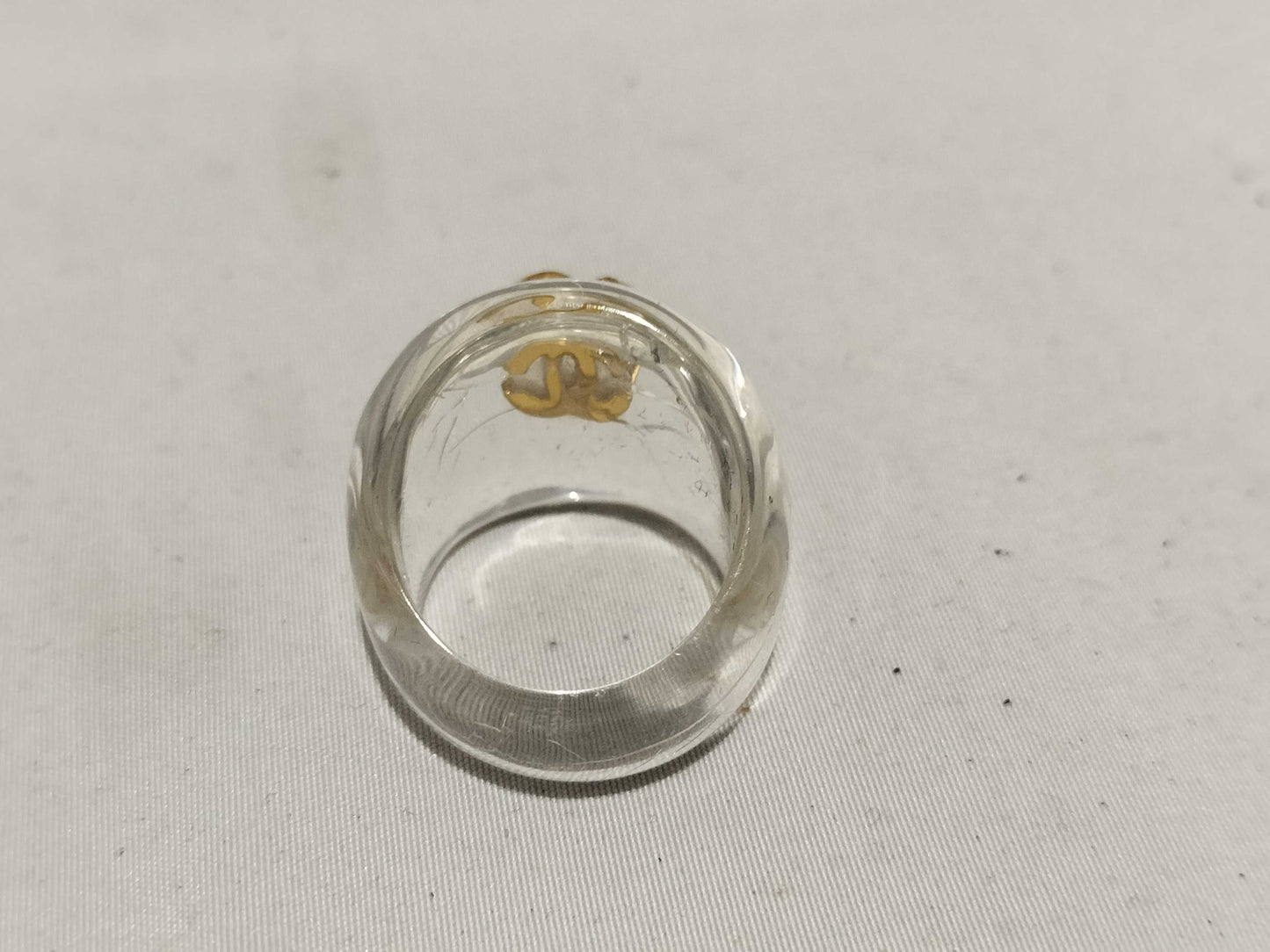 CHANEL Coco Mark Clear Plastic Ring