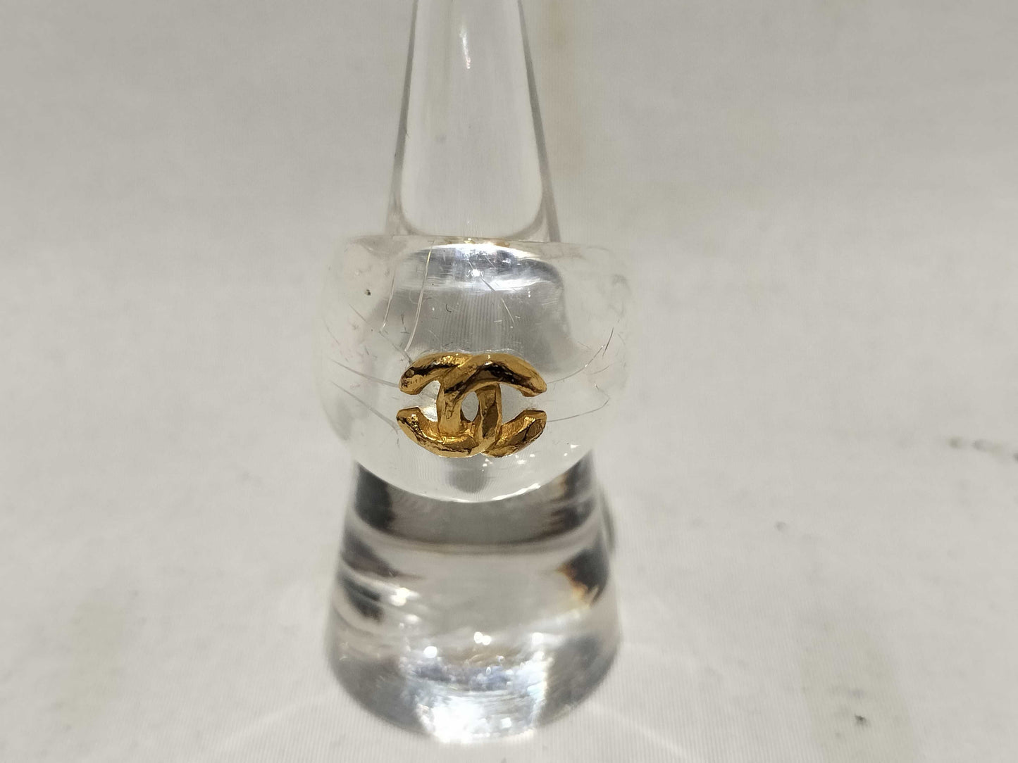 CHANEL Coco Mark Clear Plastic Ring