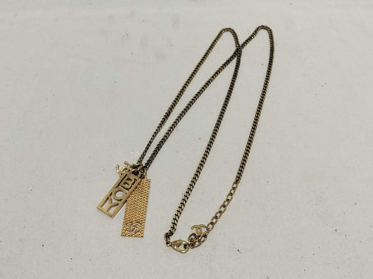 CHANEL Coco Mark BOY Silver Necklace C22 Plating Peeling Necklace