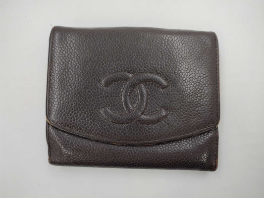 CHANEL Caviar Skin Compact Wallet Here *Engraved Casslet Wallet