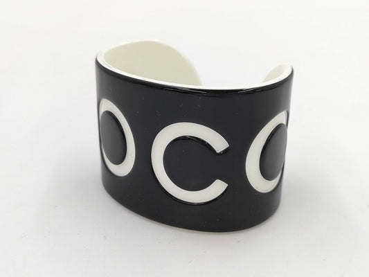 CHANEL 02P Coco Mark COCO Logo Bangle Black Bracelet Bangle
