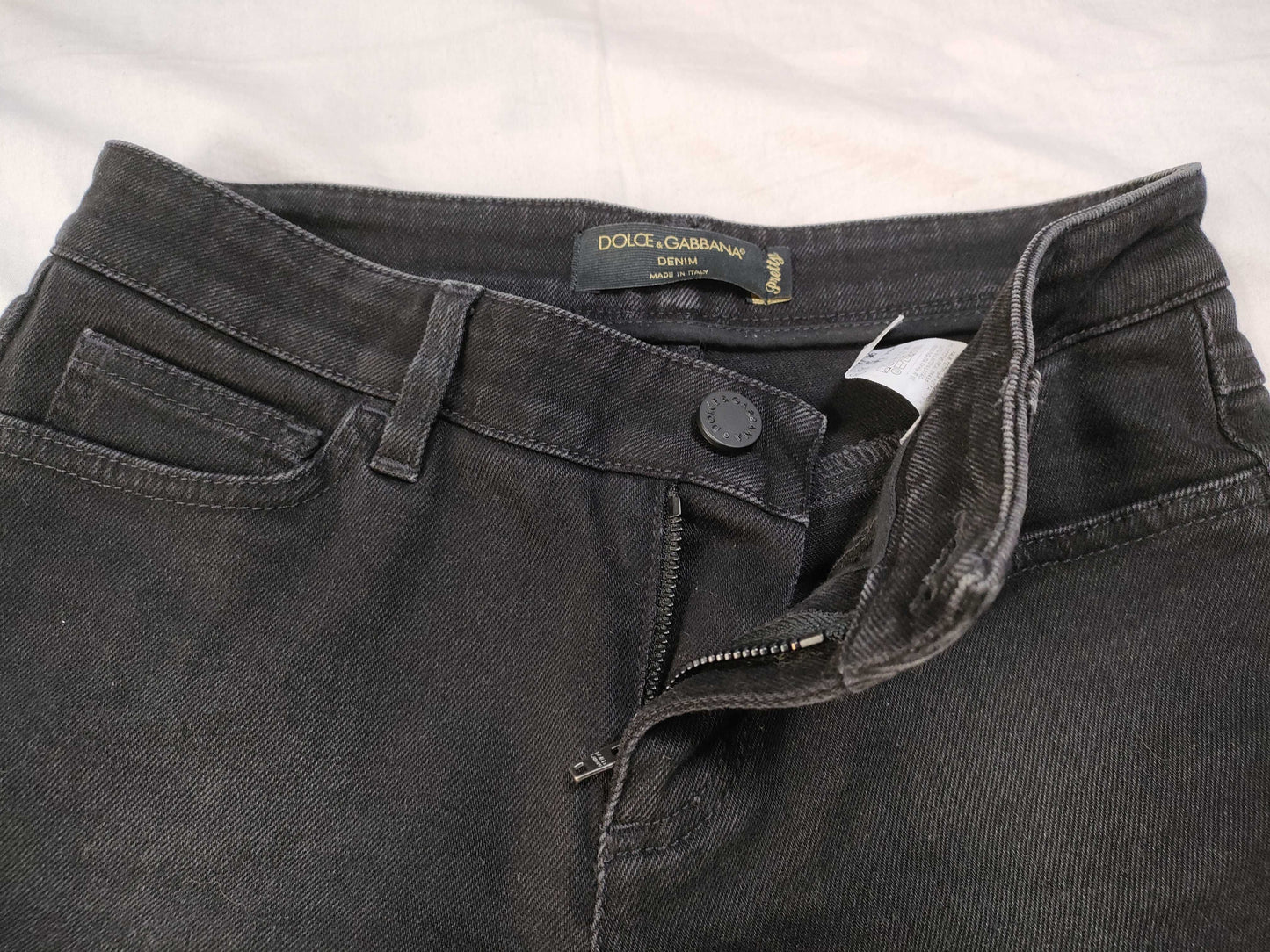 DOLCE&GABBANA Denim Pants, Black, Zippered Hem