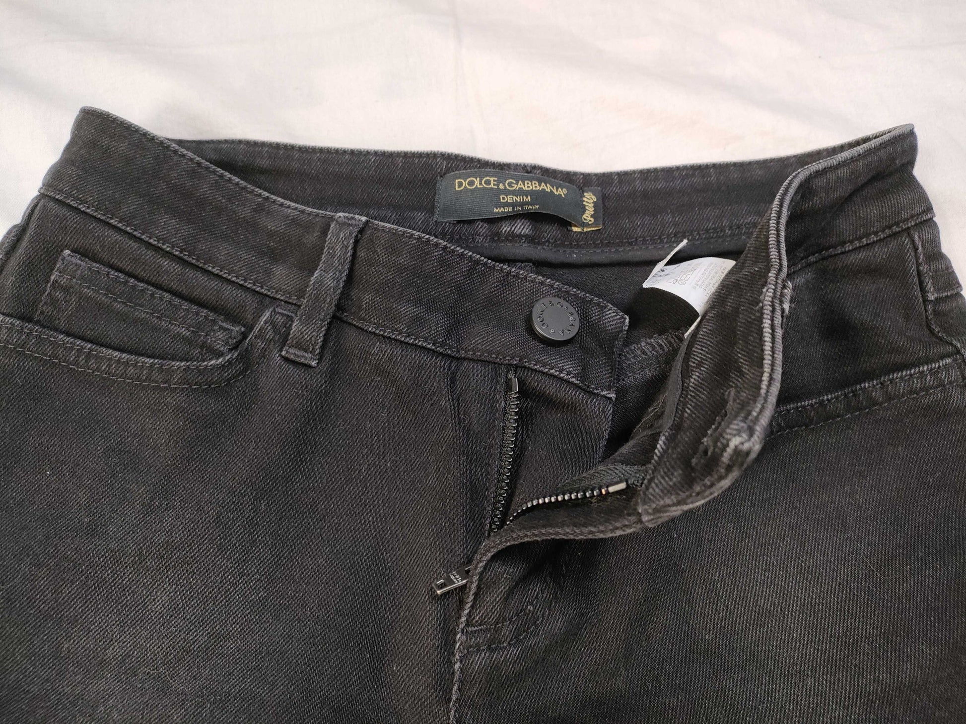 DOLCE&GABBANA Denim Pants, Black, Zippered Hem