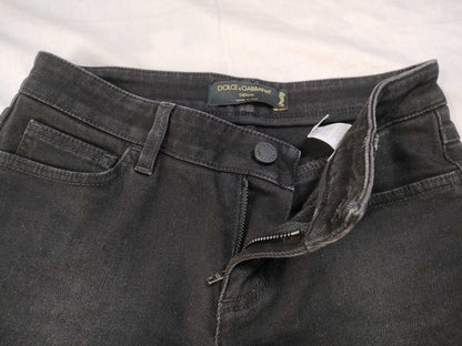 DOLCE&GABBANA Denim Pants, Black, Zippered Hem