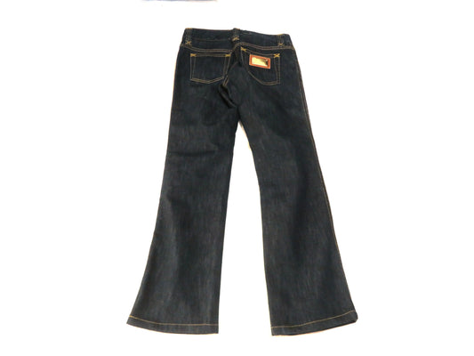 DOLCE&GABBANA Blue Denim Pants with Leather Plate Tag