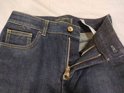 DOLCE&GABBANA Blue Denim Pants with Silver Plate Tag