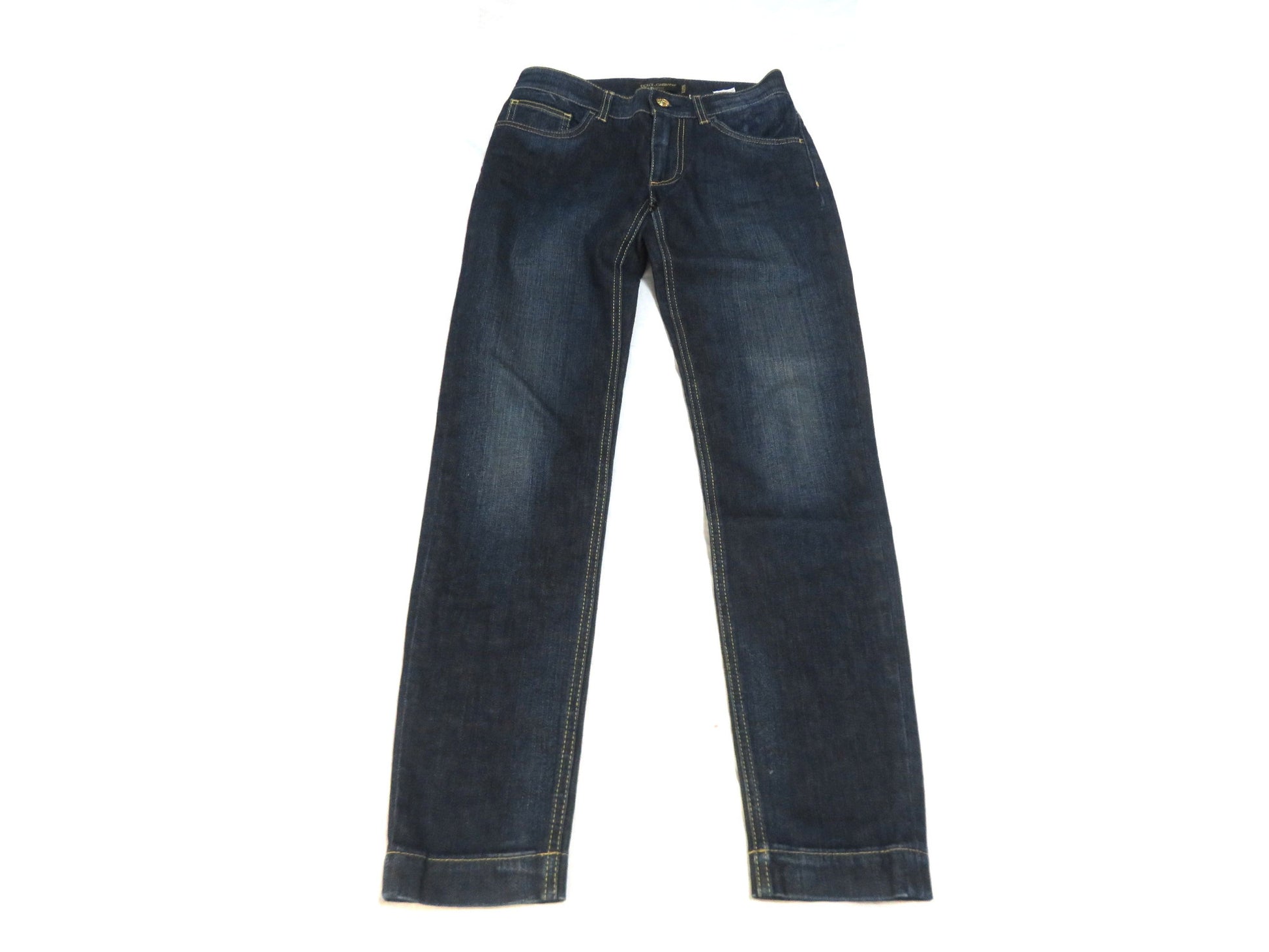 DOLCE&GABBANA Blue Denim Pants with Silver Plate Tag