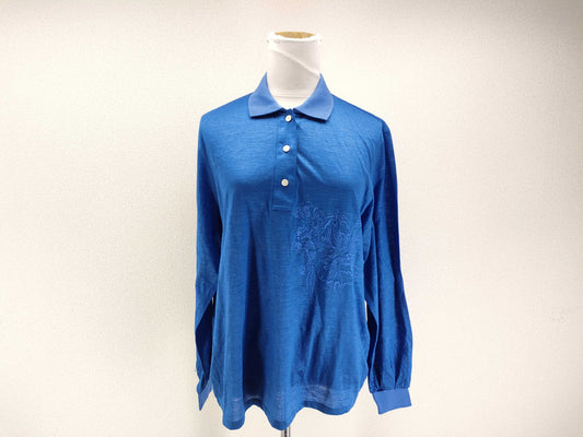Dior blouse with floral embroidery, blue shirt