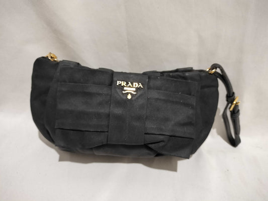 PRADA Nylon Ribbon Pouch Black Pouch