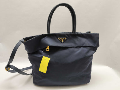 PRADA Nylon 2-Way Tote Bag with Gold Hardware