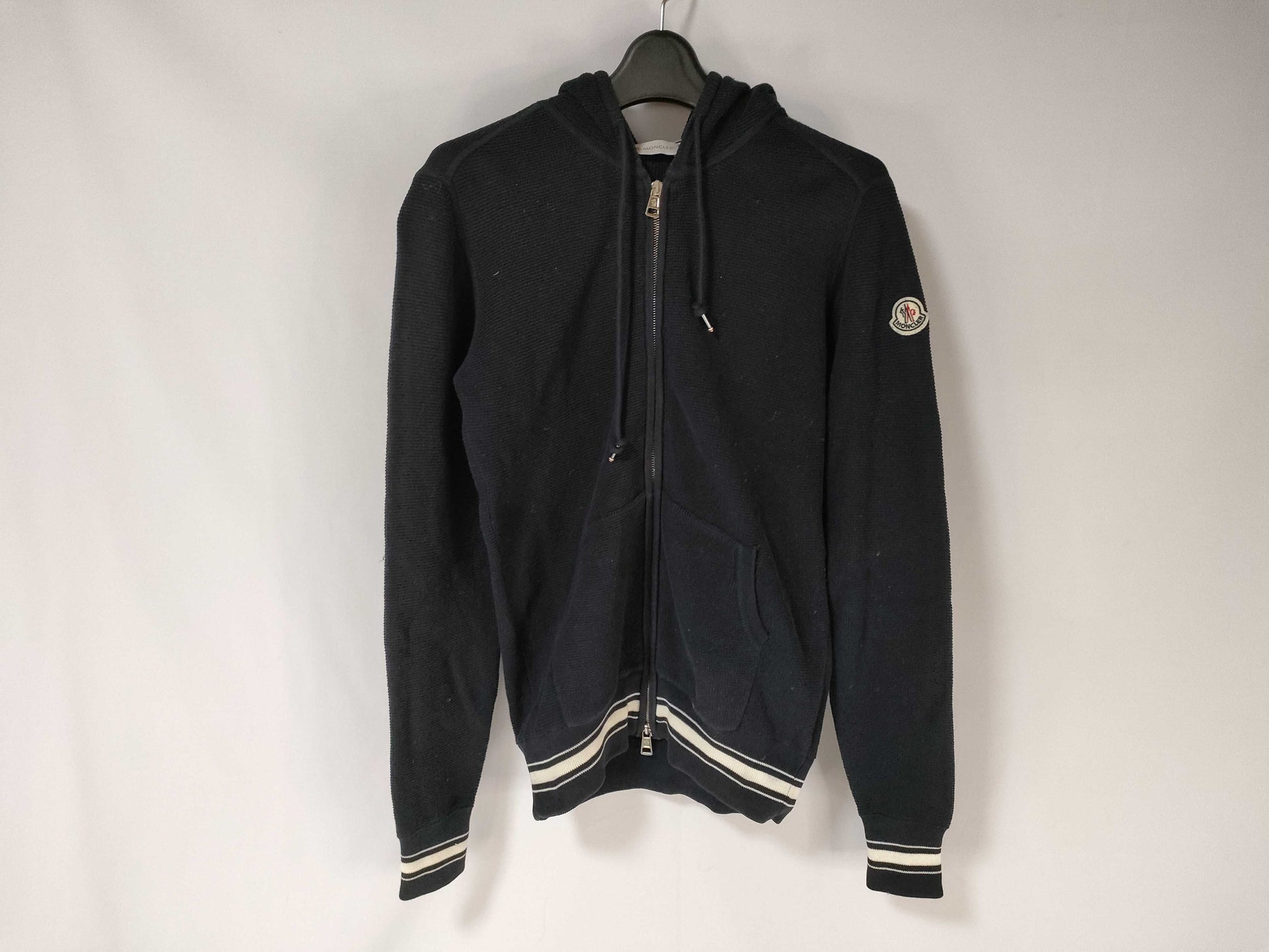 MONCLER Black Knit Hoodie, Size Small