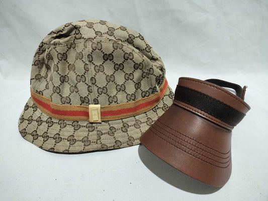 GUCCI GG Canvas Bucket Hat with Leather Visor Other Accessories