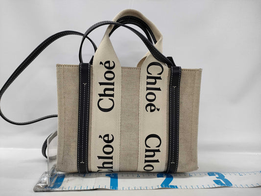 chloe Woody Small Canvas x Leather 2WAY Handbag