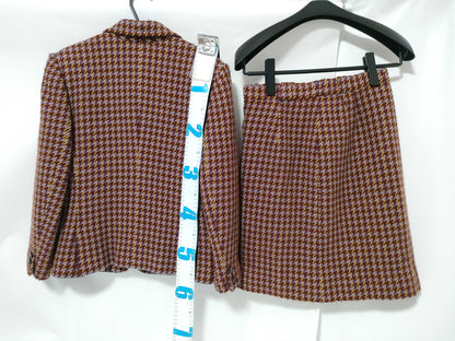 CELINE Houndstooth Wool Set with Sulky Motif Shell Buttons Other Apparel