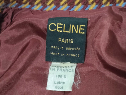 CELINE Houndstooth Wool Set with Sulky Motif Shell Buttons Other Apparel