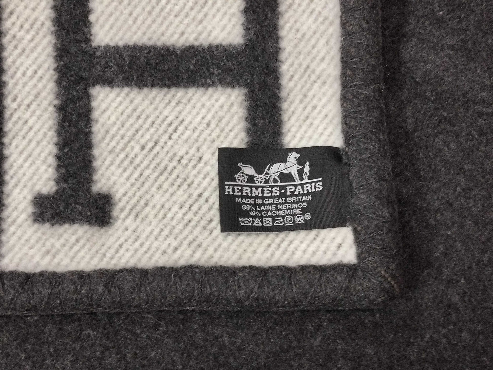 HERMES Blanket/H Logo/Cashmere Blend Other Apparel