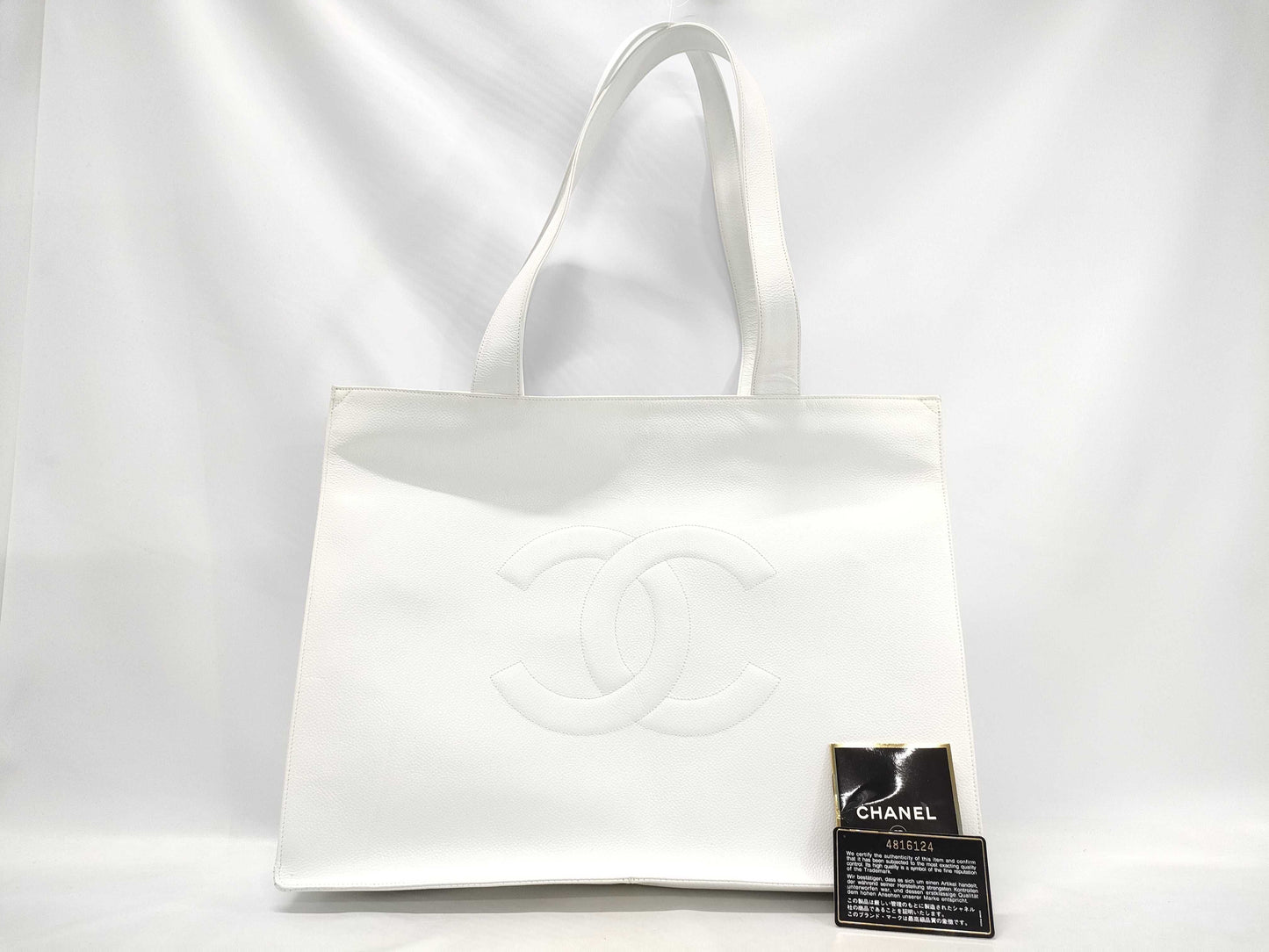 CHANEL Caviar Skin Big Coco Tote Bag White 4th Series Tote Bag