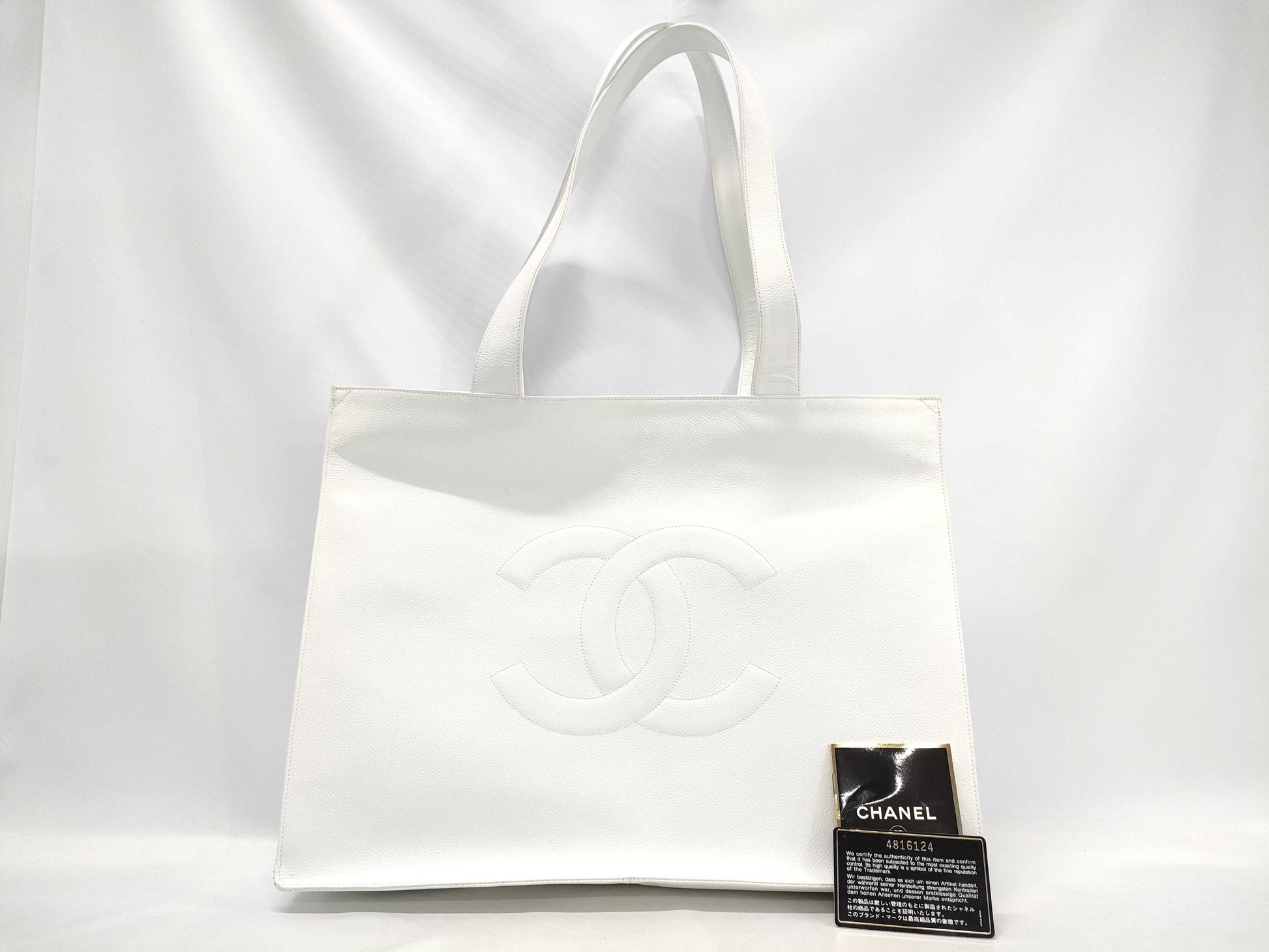 CHANEL Caviar Skin Big Coco Tote Bag White 4th Series Tote Bag