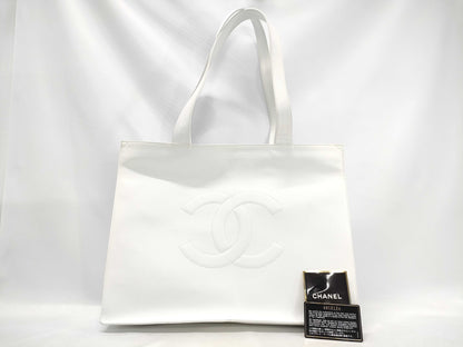 CHANEL Caviar Skin Big Coco Tote Bag White 4th Series Tote Bag