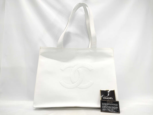 CHANEL Caviar Skin Big Coco Tote Bag White 4th Series Tote Bag