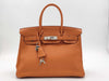 HERMES Birkin 30 Orange Silver Fittings □L Handbag